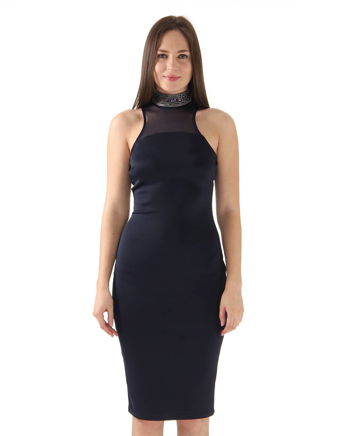 Ax Paris Women Party Navy Blue Bodycon Dress